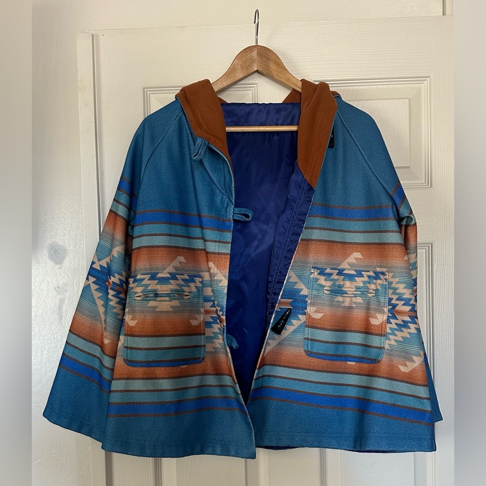 Leatherobe Blue Coat Aztec Coat. Size small. - Picture 3 of 12